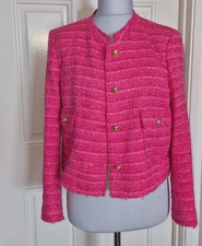 A205 ZARA BLAZER PINK TWEED TEXTURED BOUCLE  JACKET COAT. EU Size XXL UK Size 18