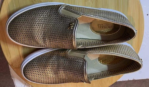 Michael Kors MK Perforierte Halbschuhe Gold Slipper Flats Schuhe - Bild 9 von 9