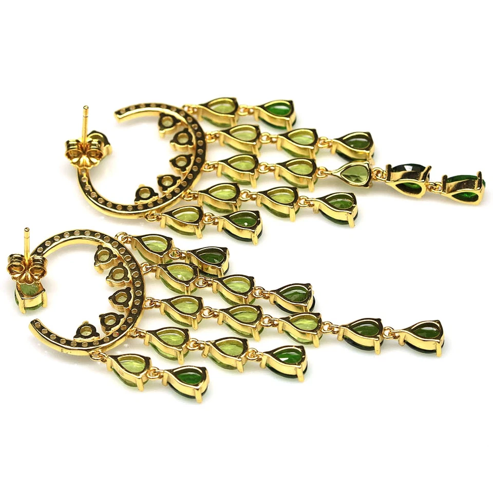 Black Friday 925 Sterling Silver Green Peridot, Diopsid & Zircon Earrings - Image 3 of 4