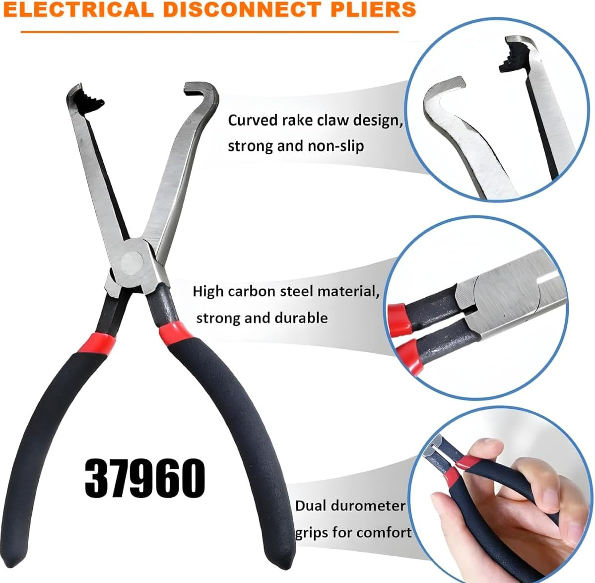 8" 60-Degree Electrical Disconnect Pliers for Automotive Connectors & Sensors -