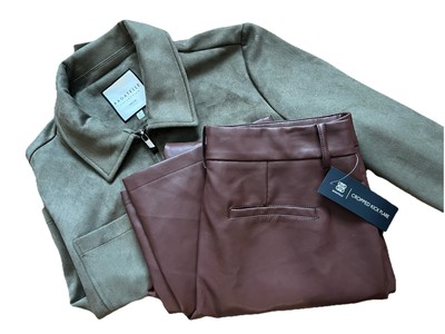 Bagatelle Bundle - Jacket And Faux Leather Pants Cropped Kick Flare Both Medium