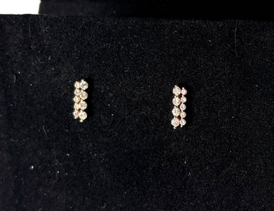 Sparkly Diamonds and 14KYG Double Bar Studs~Sydney Evan~EUC