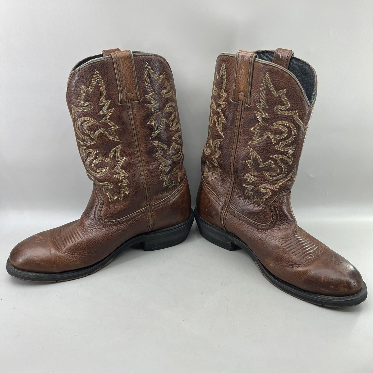 Dan Post Work Welt Western Boots Men Size 9 EW Brown Leather Cowboy Pull On Shoe Dan Post Work Welt Western Boots Men Size 9 EW Brown Leather  main image 3