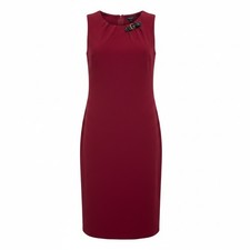Tommy Hilfiger Sheath Dress Red Sleeveless Buckle Accent Pleated - Size 8