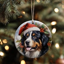Bernese Mountain Dog Christmas Ornament, Dog Lover Holiday Decor, Pet Memoria...