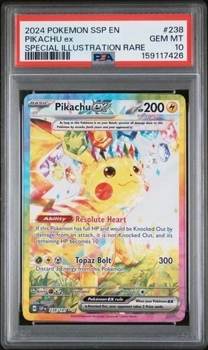 Pokemon 2024 Pikachu ex 238/191 SIR Surging Sparks GEM MINT PSA 10