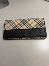 Burberry Nova Check Long Wallet Card Bill Coin Case Purse Black Authentic