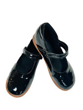 Girls Black Patent Mary Jane Dress Shoes Glossy Strap Ballet Flats Party Size 4M