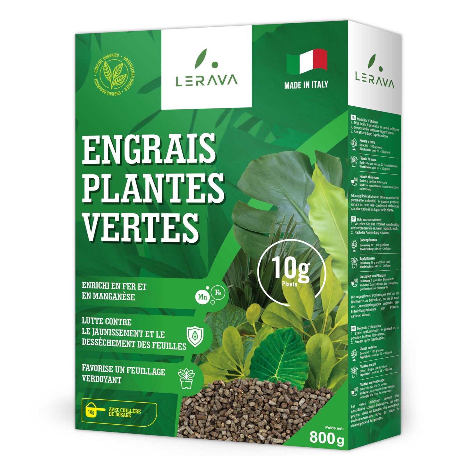Engrais bio avec fer pour soigner la chlorose des plantes vertes de salon