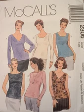 McCall's Sewing Pattern # 2306 Misses' BIAS TOP size MEDIUM CUT