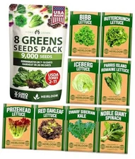  8 Lettuce & Salad Greens Seed Vault - 4,000+ ???-???, ??? 8-Pack