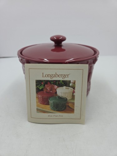 Longaberger Woven Drum Crock Casserole Dish with lid in Paprika NOS 30485 - Picture 12 of 22