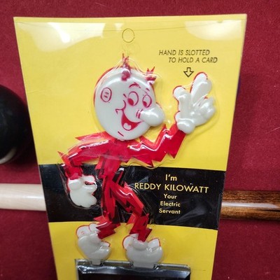 1960's REDDY KILOWATT Brand New Business Card Figure Black Stand