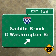 New Jersey parkway exit 159 Saddle Brook Interstate 80 road sign Garden 12x9