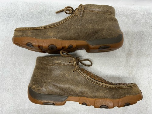 Twisted X Herren Größe 8,5 Chukka Fahren Mokassin Braun Leder Schuhe - Bild 5 von 8