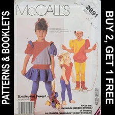Vtg Enchanted Forest McCall's Girls' Dress/Top/Tights Pattern #2891 Size 2