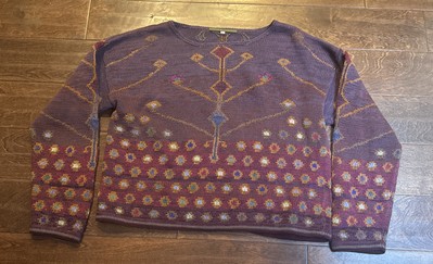 Peruvian Connection Sz XL Pima Cotton Knit Art-to-Wear Pullover Sweater