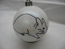 NEW HANDPAINTED RAT UNBREAKABLE WHITE CHRISTMAS ORNAMENT 2 1/2"