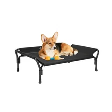 Cooling Elevated Dog Bed, Raised Pet Cot with Guardrail & Slope Headrest, Dur...