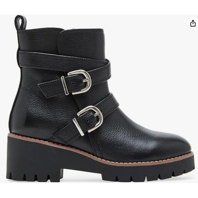 Blondo Dazie Black Tumbled Leather Waterproof Buckle Lug Ankle Boots 8.5M NEW