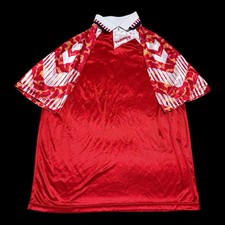 Vintage 90s Hummel Red White Blank 15 Collared Soccer Jersey Adult Large