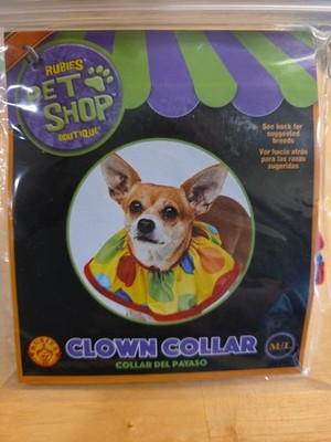 Rubies Pet Shop Dog Costume Clown Collar Halloween Sz M/L Polka Dots Clothes NEW