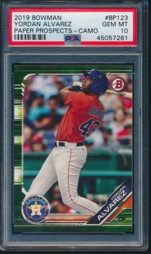 PSA 10 YORDAN ALVAREZ 2019 Bowman Camo GREEN Parallel Astros Rookie RC GEM MINT