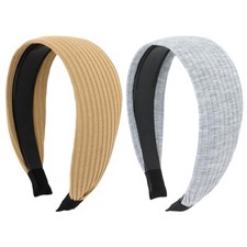2 Pack Gray Khaki Wide Headbands for Women with Teeth Non-slip Hairbands