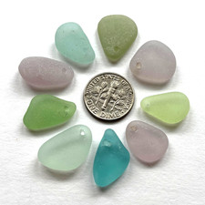 Surf Tumbled Sea Glass DRILLED  Jewelry Quality  9 Pieces Naturally recycled.