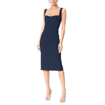Dion Lee Dark Navy Blue Bustier Pencil Midi Cocktail Dress US 6 $1290 Retail NWT