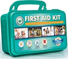 General Medi 150 Piece Hardcase First Aid Kit Green for Travel Home Car Camping