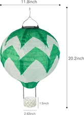 Hot Air Balloon Solar Lantern with Flickering Flame Light, Outdoor Solar Hang...