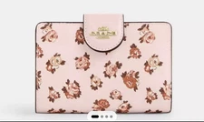 NWT Coach Medium Corner Zip Wallet With Rosette Print CZ343