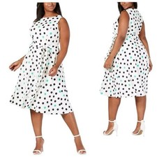 Jessica Howard Polka Dot Retro Coquette Old Money Sleeveless Dress Size 10