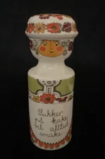 Vintage Figgjo Flint Folklore Sugar Shaker Norway 1970s Folk Art Lady Jar