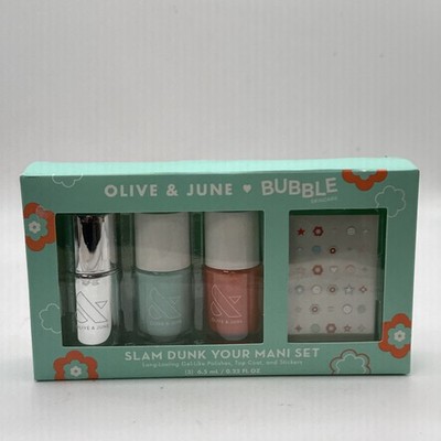 Olive & June + Bubble Slam Dunk Your Mani Set, Includes 3 Polishes and Stickers