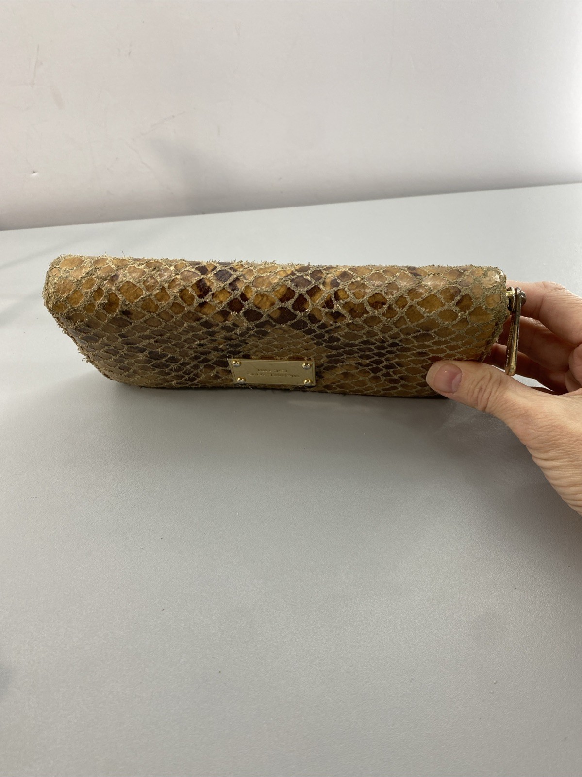 Michael Kors Wallet Zip Around Python Embossed BR… - image 3