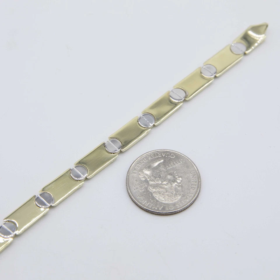 7.5mm Reversible Screw Link Design Bracelet Real 10K Yellow White Gold 7.5" - Image 4 of 4