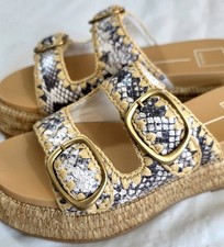 New Dolce Vita Wanika Platform Sandals Reptile Size 8 Double Buckles Black White