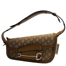 GUCCI Horsebit GG Canvas Shoulder Bag 9849