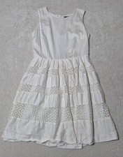 ANN TAYLOR Dress Size 4 White Lace Classic Tea Dress Sleeveless Timeless Capsule