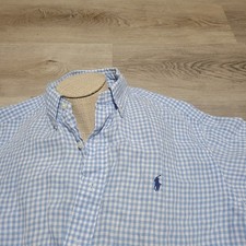 Ralph Lauren Classic Fit Button Down Shirt Men  s Large Blue White Gingham Check