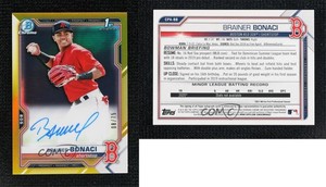 2021 Bowman Chrome Prospects Yellow Refractor /75 Brainer Bonaci #CPA-BB Auto