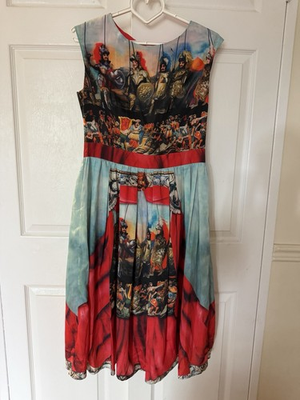 #ad Vibrant Red amp; Aqua Printed Women#x27;s Dress C $145.00