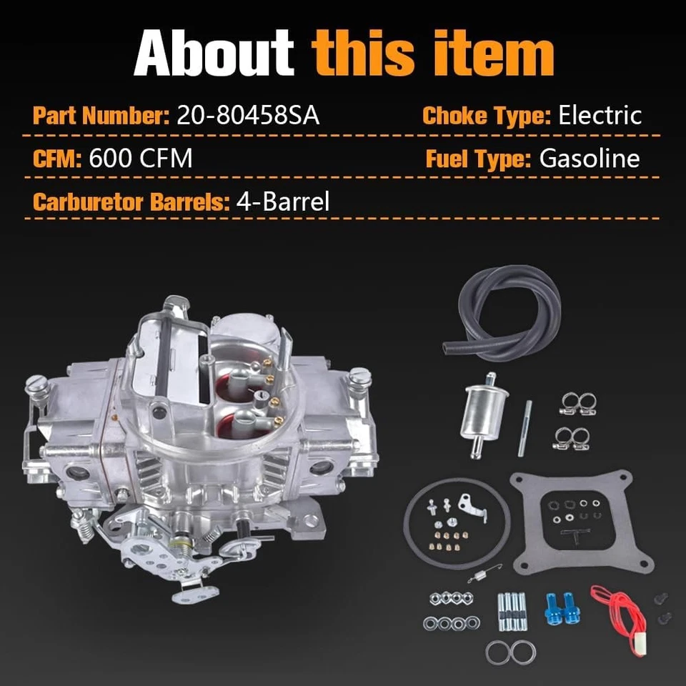 For Holley 0-80458SA 600 CFM Classic Carburetor 4-Barrel Electric Choke Aluminum - Image 3 of 4