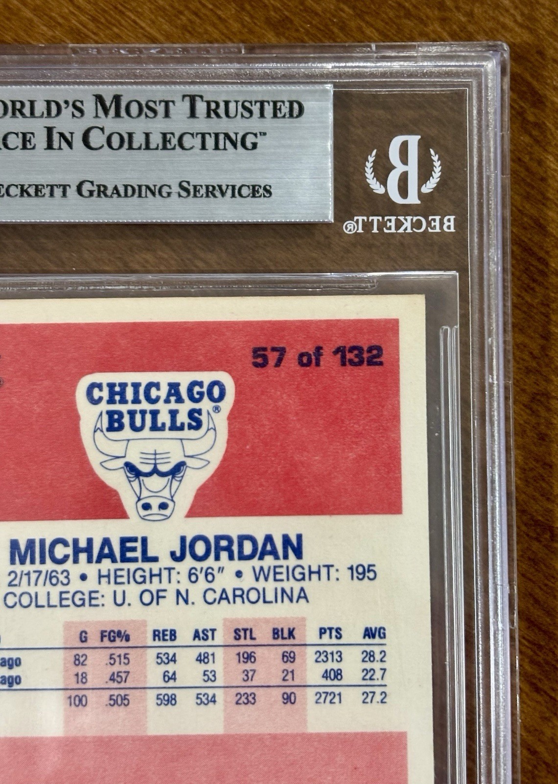 1986 Fleer Michael Jordan #57 Rookie Card BGS Authentic Altered - Faded view 8
