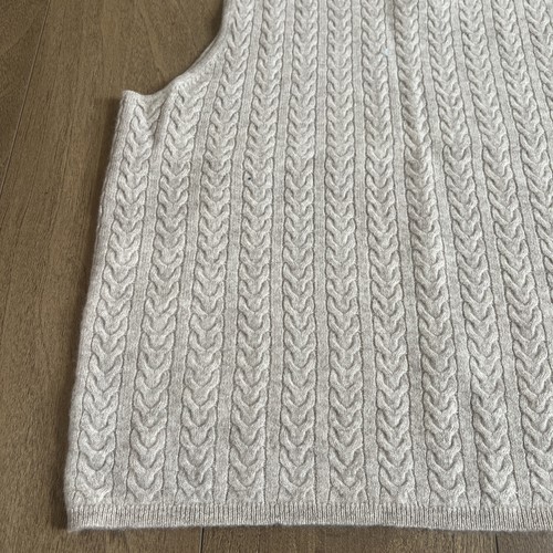 JOIE Women's XL 100% Two Fly Cashmere Mock Neck Cable Knit Vest Camel Tan New - Picture 5 of 10