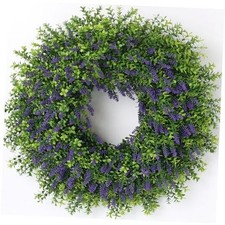 26" Artificial Lavender  Boxwood Wreath for Front Door - Large Faux Purple