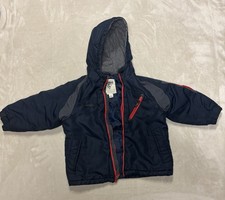 Vintage OshKosh B  gosh Boys Colorblock Hooded Jacket M 5-6 Navy Gray Red