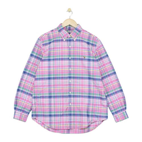 Ralph Lauren Oxford Shirt Mens Size L Pink Check Button-Down Regular